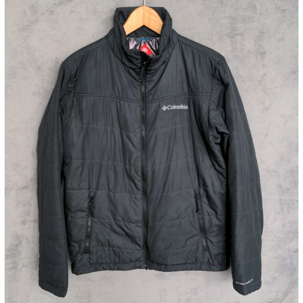 Columbia Omni-Heat Puffer Jacket Men's Small Black Insulated Full Zip Gorpcore